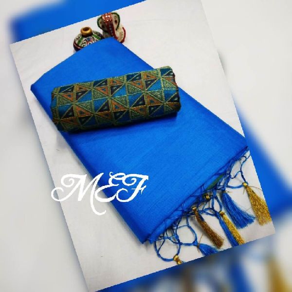 MEF printed tussar raw silk sarees