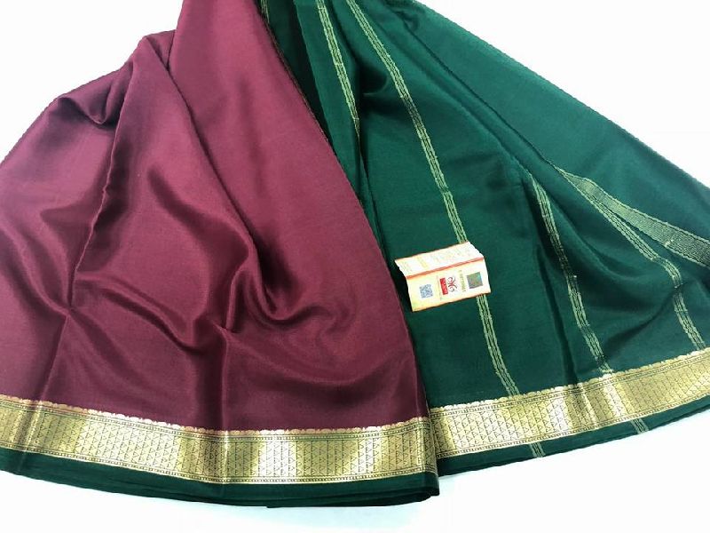 pure mysore silk crepe sarees with blouse