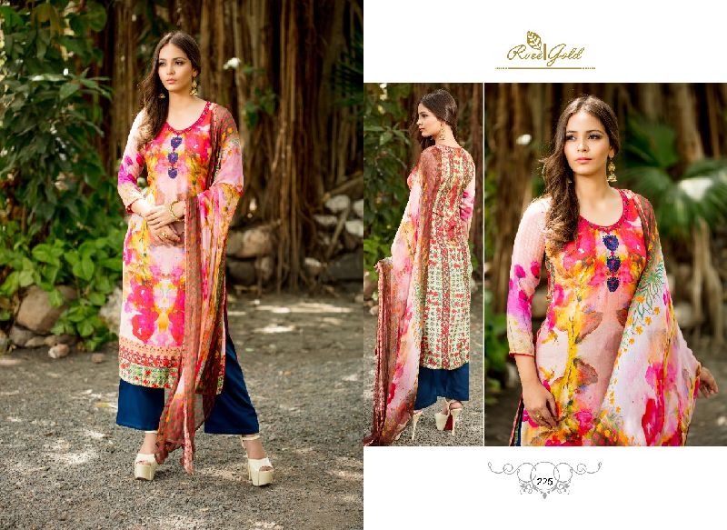rvee gold arden silk digital embroidery suits