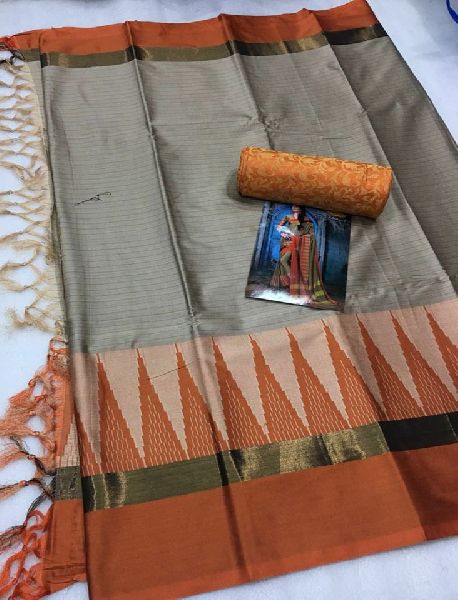 Silk cotton sarees with jaquard blouse