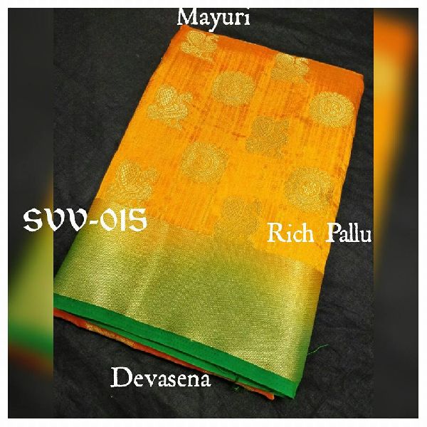 SVV tussar silk with grand mayuri pallu sarees
