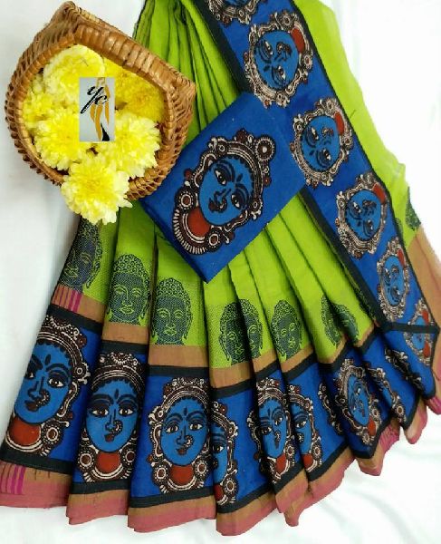 YC handloom cotton sarees with kalamkari blouse