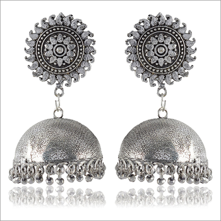Silver Brass Jhumki Earrings