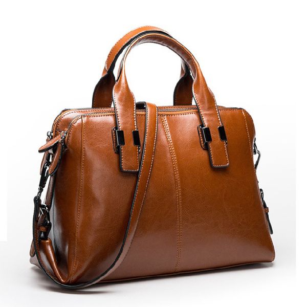 Ladies Leather Handbag, Color : Brown
