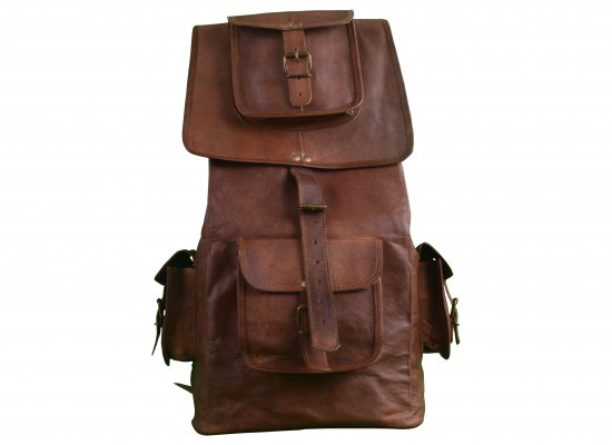 Leather Backpacks Bags, Color : Brown