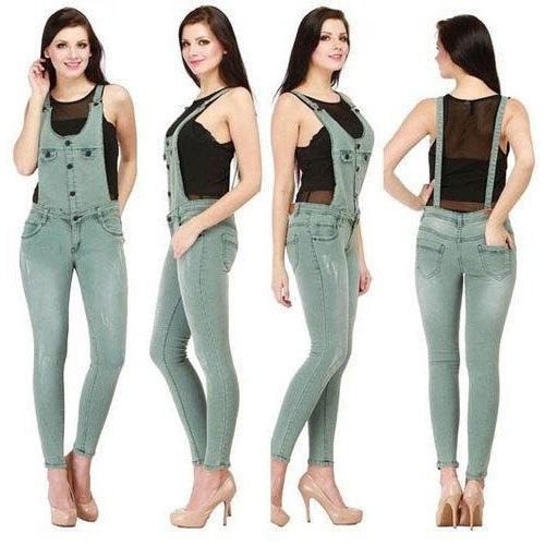 Ladies Pre Ripped Cotton Dungaree, Size : 28, 30, 32, 34, 36, 38