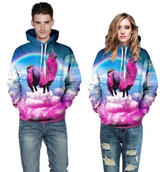 Fashion Men Women Winter Casual Sport 3D Unicorn Animal Hoodie Sweatshirt Jumper