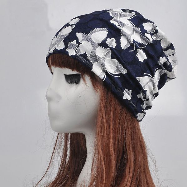 High Quality Trendy Butterfly Printed Caps Lace Skullies & Beanies Hat Turban
