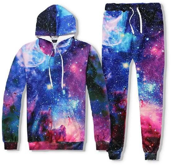 Men Women Hoodie Jacket Coat 3D Galaxy Printing Pocket Jumper Sweatshirt Joggers
