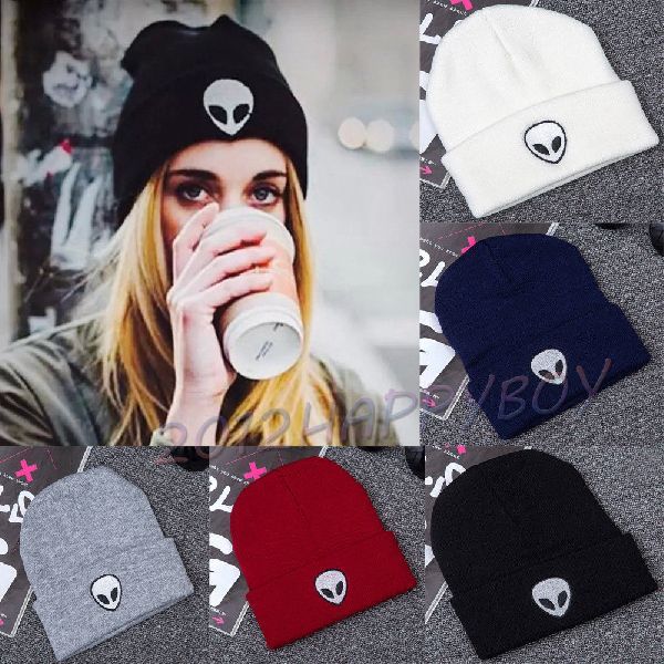 Mens Plus Velvet Thick Warm Knitted Hat Casual Letter Solid Slouchy Beanie Hat