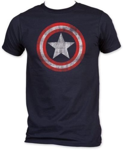 NEW Marvel Comics Captain America Classic Shield Logo Men's Blue T-Shirt New