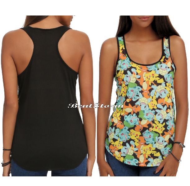 Pokemon Go Starters Sublimation Racer Back Ladies Tank Top Shirt Jrs Ladies Xs Xl Id