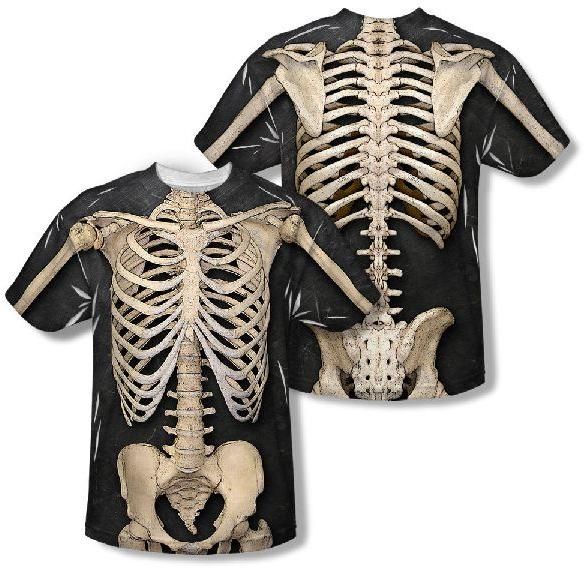 SKELETON Halloween COSTUME 2-Sided Sublimated All Over Print Poly T-Shirt
