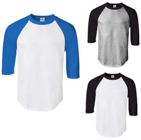 Sleeve Baseball Mens Plain Tee Jersey Team Sport T-Shirt S-3XL