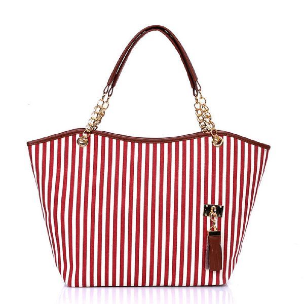 Women Lady Girl Handbags Striped Canvas Hit Color Shoulder Messenger Bag Case
