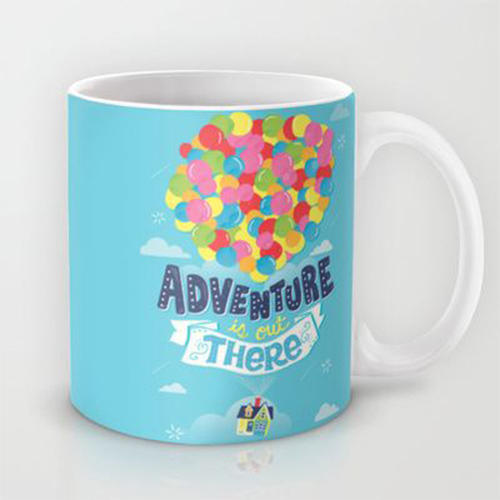 Ceramic Adventure Print Coffee Mug, for Home, Office, Feature : Microwave safe