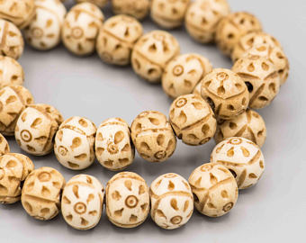 Polished Carved Bone Beads, Pattern : Plain, Printed