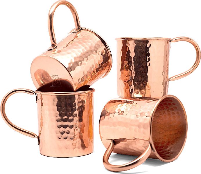 Round Polished copper tea cups, for Cold Drinks, cold water, Size : 2.6x2.6inch
