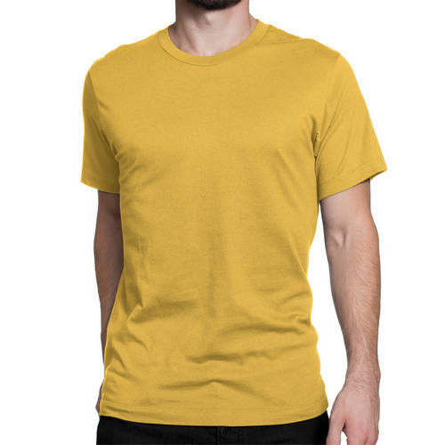 Mens Yellow Round Neck Plain T-Shirts
