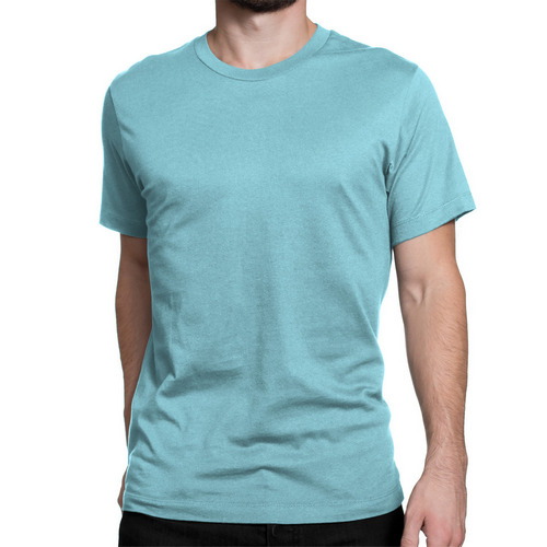 Mens Turquoise Round Neck Plain T-Shirts