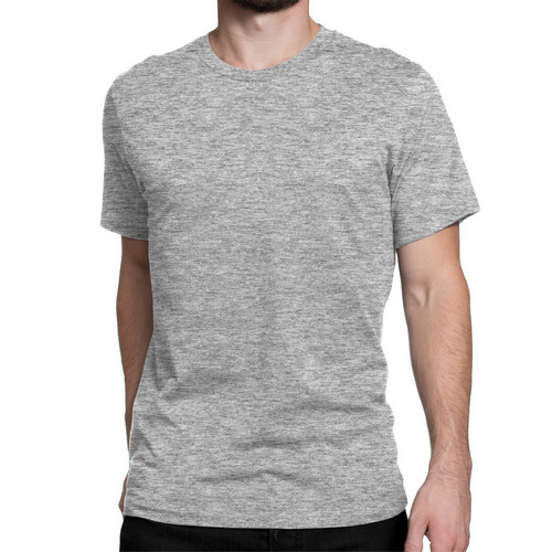 Mens Grey Round Neck Plain T-Shirts