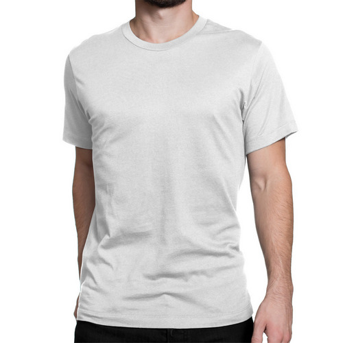 Mens White  Round Neck Plain T-Shirts