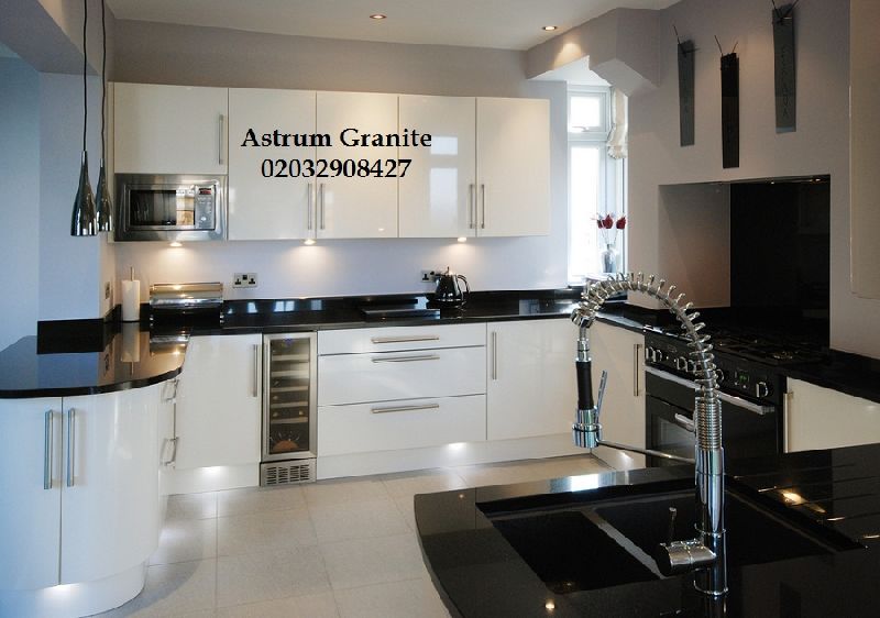 Absolute Black Flamed Granite Kitchen Worktop