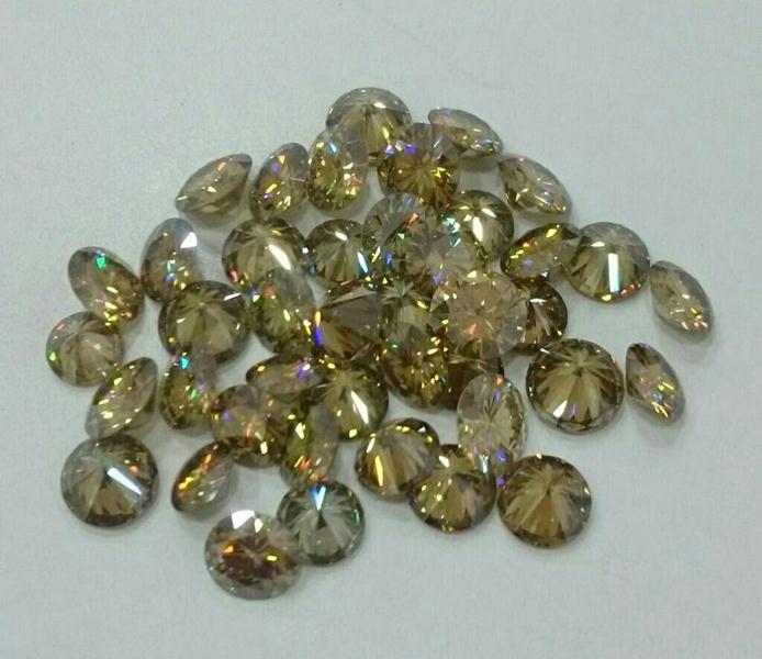 Round Golden Brown Moissanite Diamonds