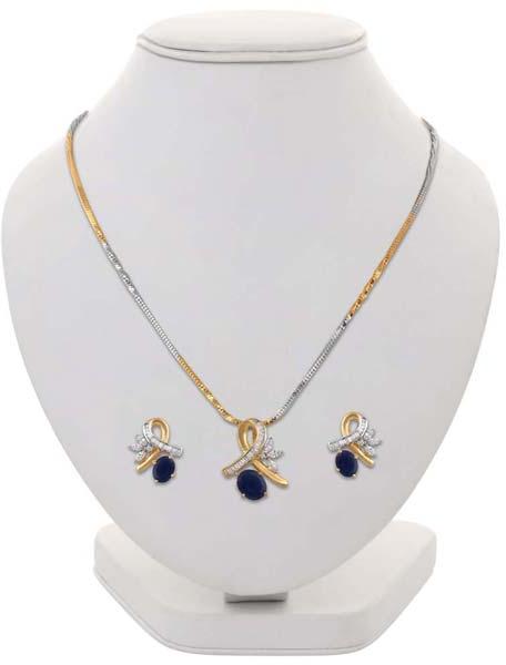 Penny Jewels Americon Diamond Blue  Pendant Set