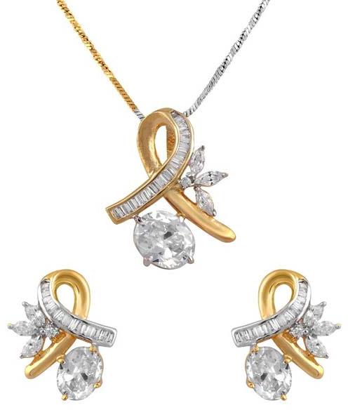 Penny Jewels Americon Diamond White Pendant Set