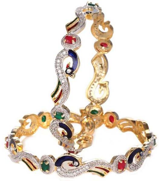 Penny Jewels Multicolour Americon Diamond  Bangle Set