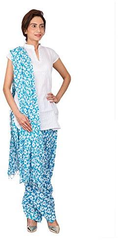 Plain Printed Cotton Ladies Patiala Suits, Feature : Skin Friendly