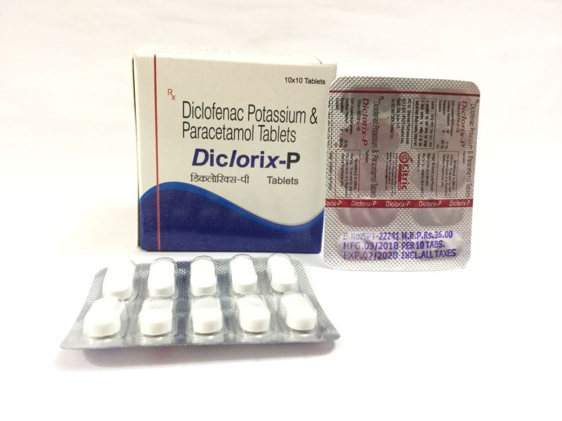 Diclofenac potassium + PARACETAMOL Tablets, for Clinical, Hospital, Packaging Size : 10x10