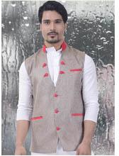 Silver Grey woven jute cotton waistcoat