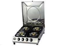 Four Burner Gas Stove, Stainless Steel Sheet Cover