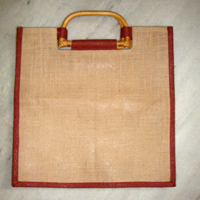 D shaped cane hnadle jute bag, Color : NATURAL