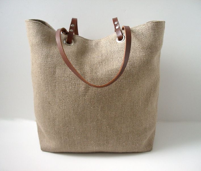 Brown rexine handle Juco bag