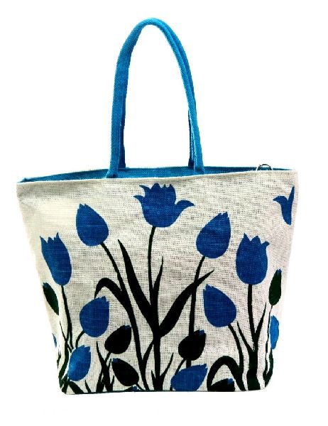 Jute bag with Blue handle