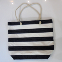 Striped Juco Bag With Rope Handle