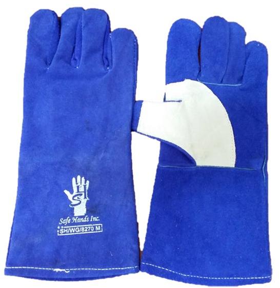 SAFE HANDS Leather Welder Gloves, for INDUSTRIAL, Color : BLUE WHITE