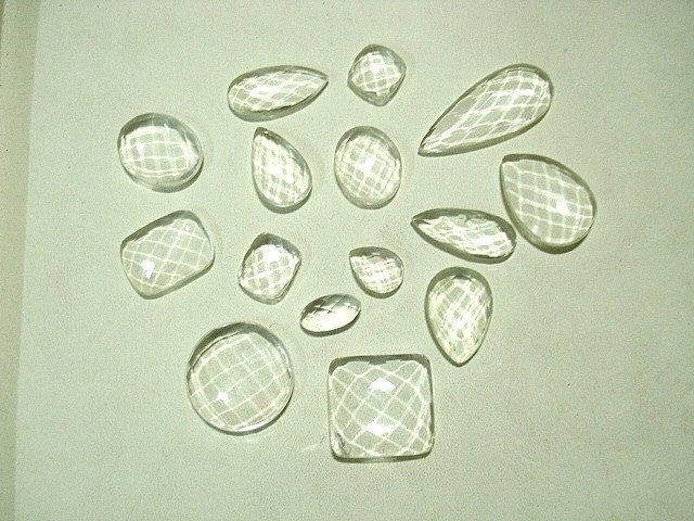 Natural Crystal quartz Faceted Cabochons