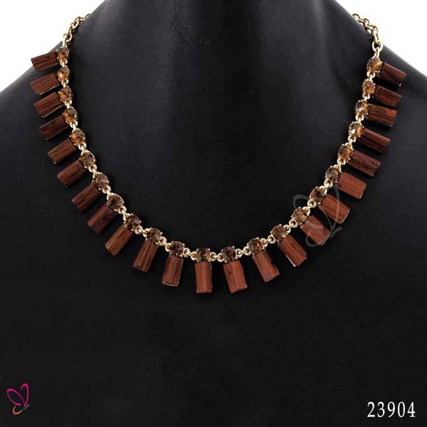 Chickraft Wooden Fashion Necklace (23904), Color : Brown