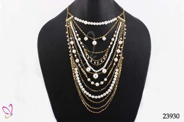 Acrylic Pearl Metal Fashion Necklace (23930)