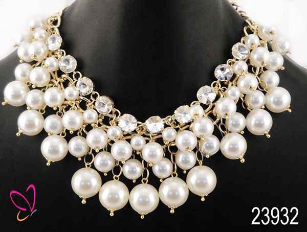 Acrylic Pearl Fashion Necklace (23932), Packaging Type : Fabric Bag, Plastic Packet, Wooden Box