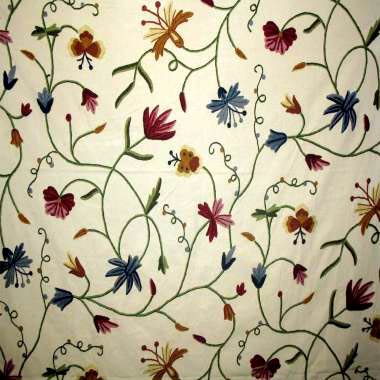 Butterfly Crewel Curtain Fabric