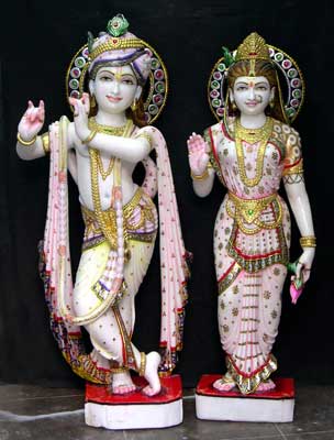 MRKS-01 Marble Radha Krishna Statues, Packaging Type : Thermocol Box