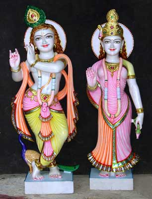 MRKS-02 Marble Radha Krishna Statues, Packaging Type : Thermocol Box