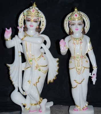 MRKS-03 Marble Radha Krishna Statues, Packaging Type : Thermocol Box
