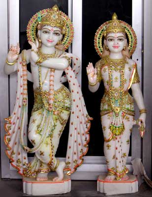 MRKS-07 Marble Radha Krishna Statues