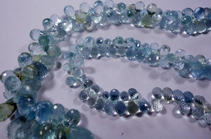 Aquamarine Faceted Tear Drop Briolette Beads Manufacturer in Jaipur ...